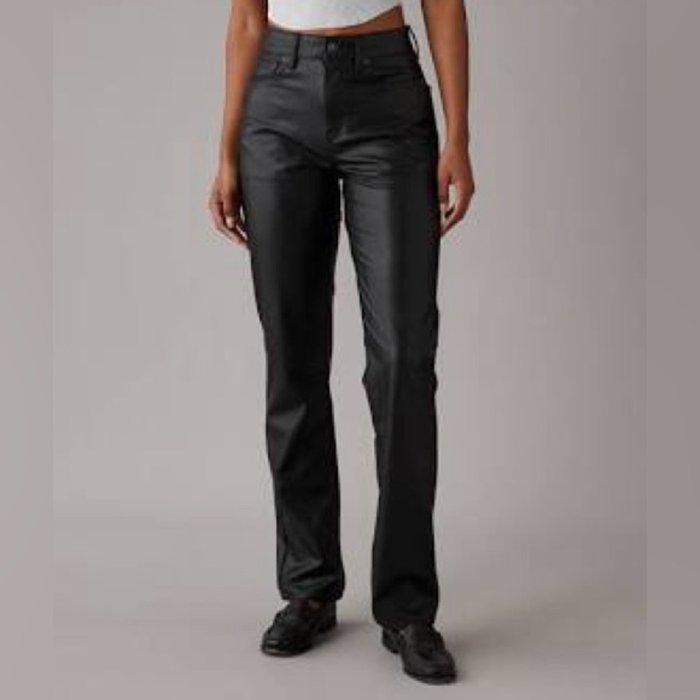 AE stretch vegan leather super high-waisted straight pant